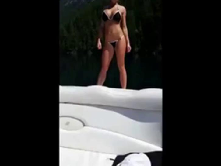 Hot body blonde fucked on lake boat