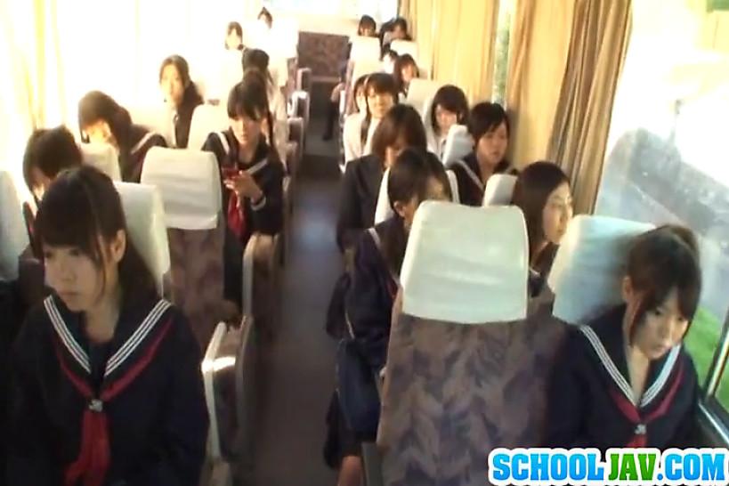 JSCHOOL GIRLS - Public Bus Puts Her Face In A Bus Riders Lap
