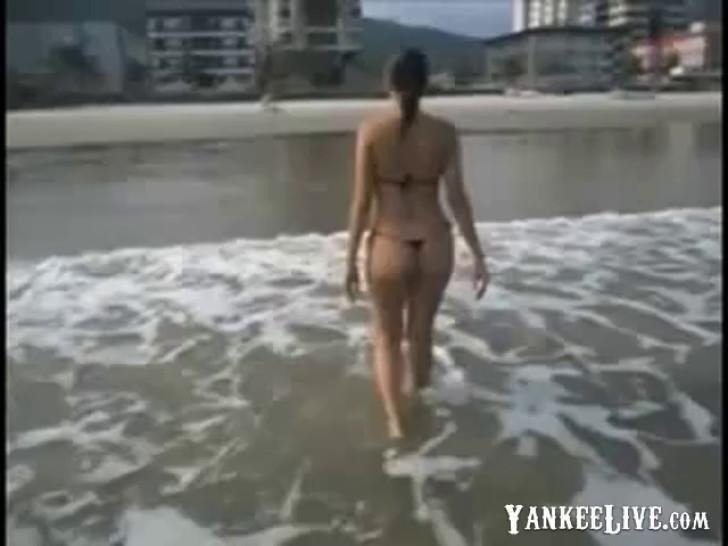 Amateur wife hot thong scene on the beach