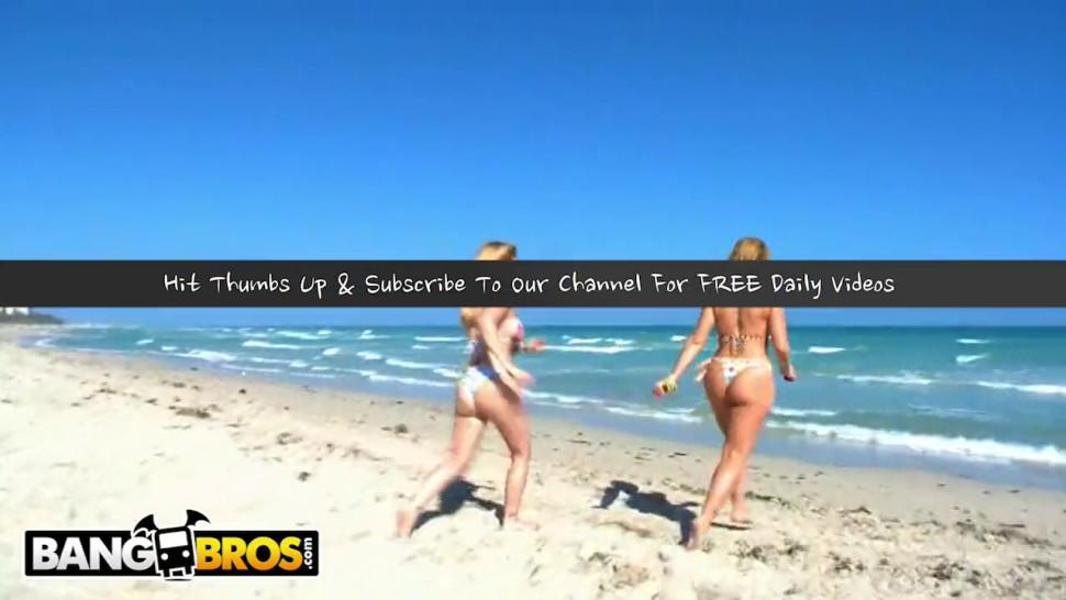 BANGBROS - Sara Jay and Krystal Star Show Off Their Big Asses At The Beach
