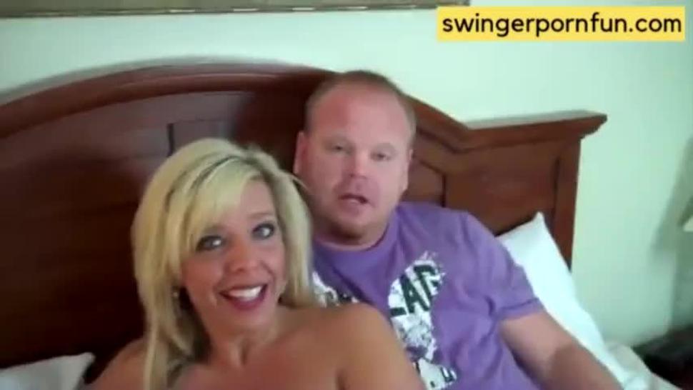 Swinger couple swap partners then give thank you blowjob to lucky cameraman