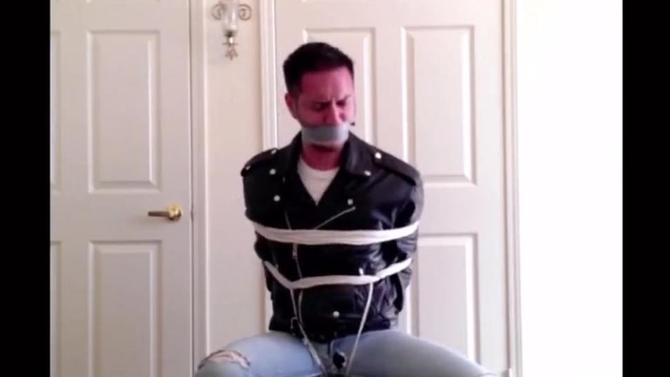 Rope tied and tape gagged
