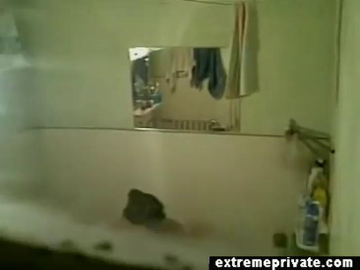 here showering Milf Mirela on spy camera