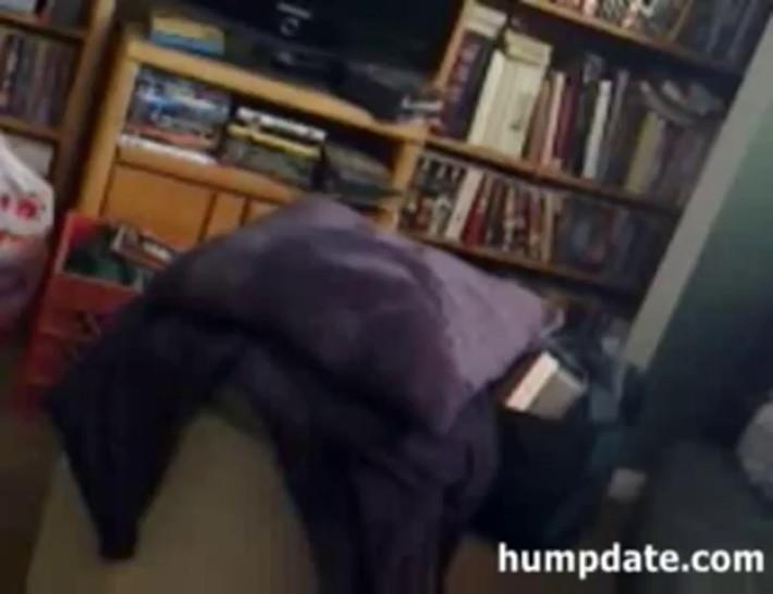 Horny teen rides a pillow on webcam - video 1