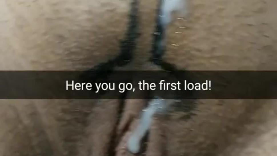 First cumshot before they gangbanged my wife with no-condoms no pills! [Cuckold. Snapchat]