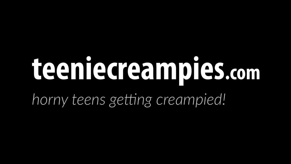 TEENIE CREAMPIES - 19yo petite gets banged in butt and creamed