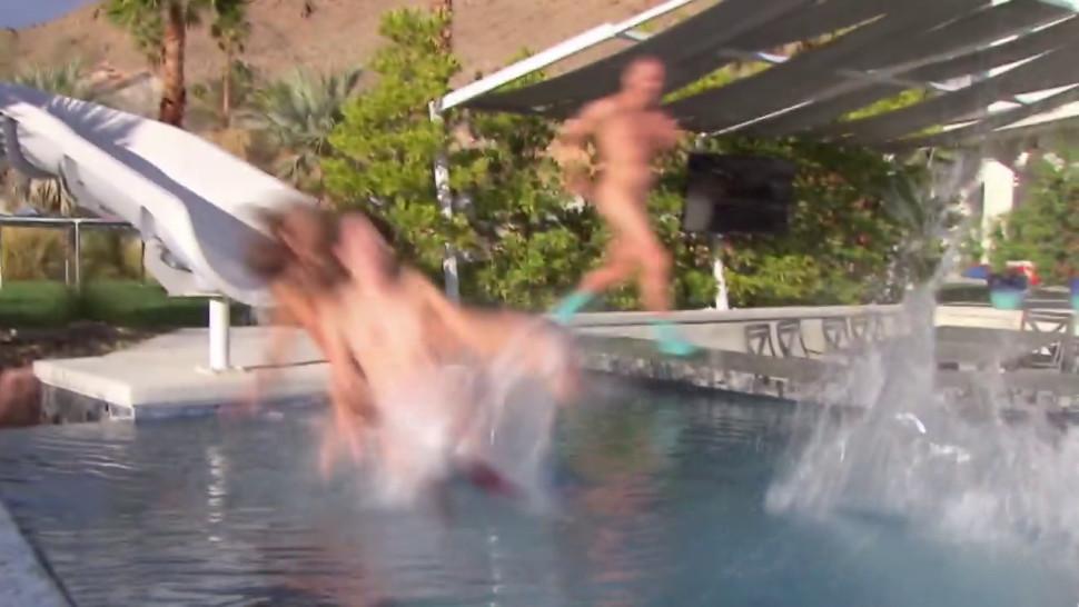 Swingers pool party goes wild with these horny swinger couples