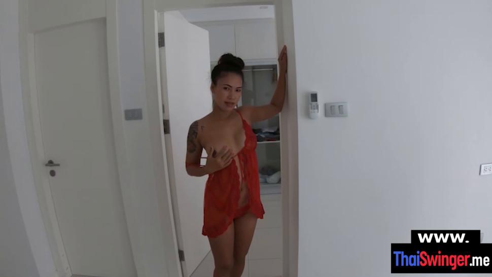 Real amateur Thai housewife POV style blowjob and fuck