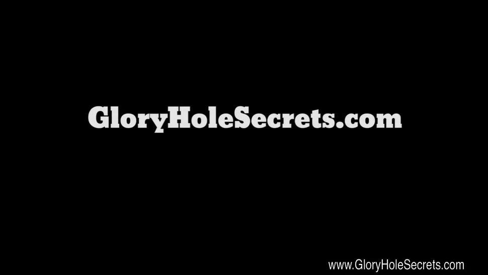 Gloryhole Secrets hot blonde slut sucks off numerous cocks 1