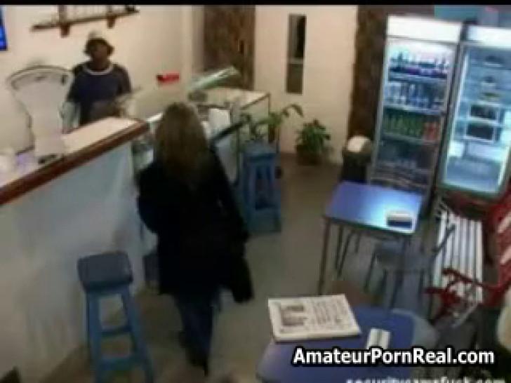 Real Sex Video Cafe Spycam Black Employee Fucks Blonde