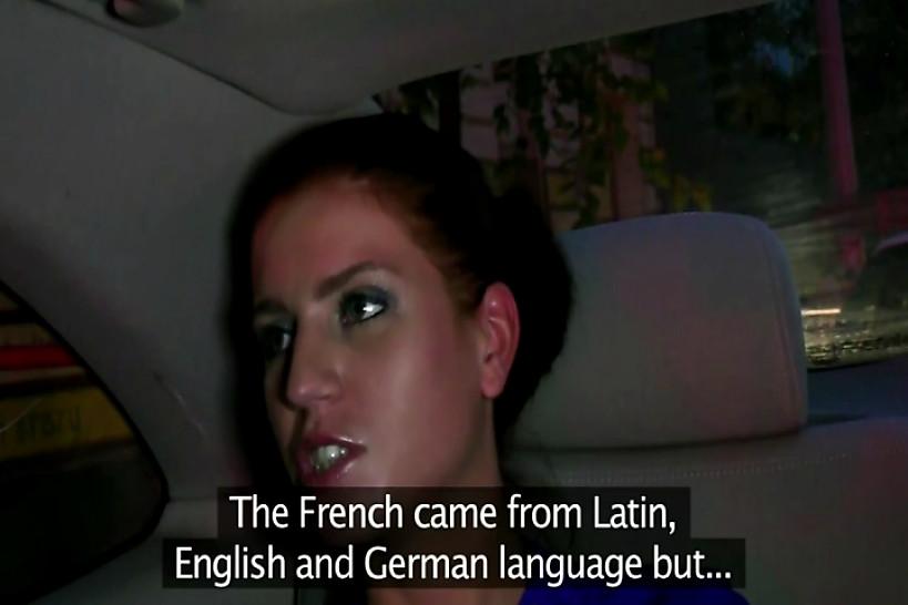 Euro slut wants his cock in her mouth in the back of the cab