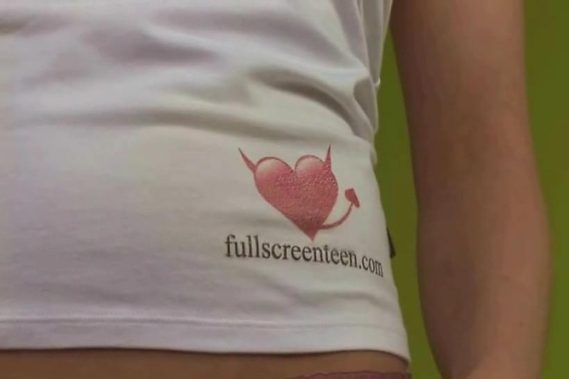 FULLSCREENTEEN - No Sound: Teen with natural tits Anett stripping panties