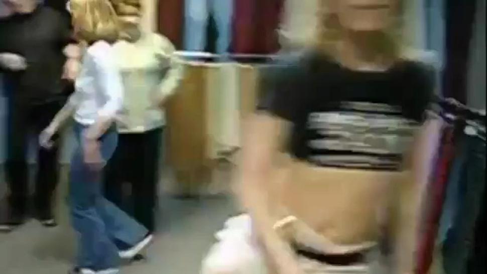 Russian girl undresses at a company party