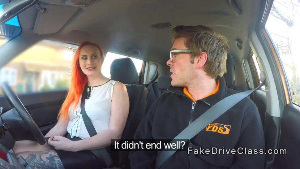 Redhead wanks and sucks driving instructor