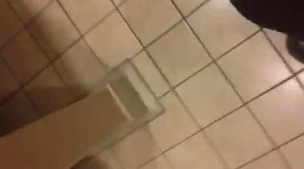 Blow job with cum shot in bathroom