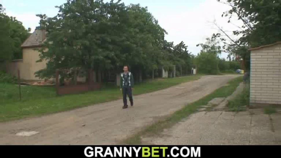 GRANNYBET - Lonely old grandma sucks and rides his cock