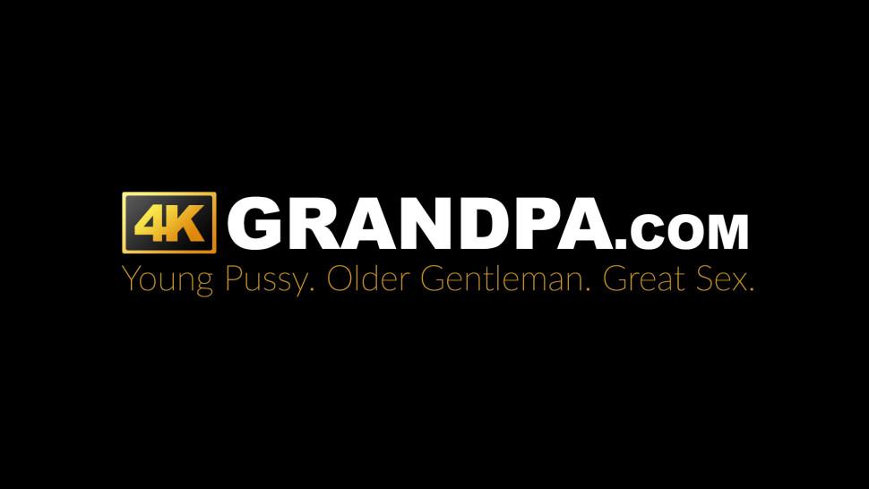 4K GRANDPA - Gorgeous blonde chick cuddles with grandpa before sex