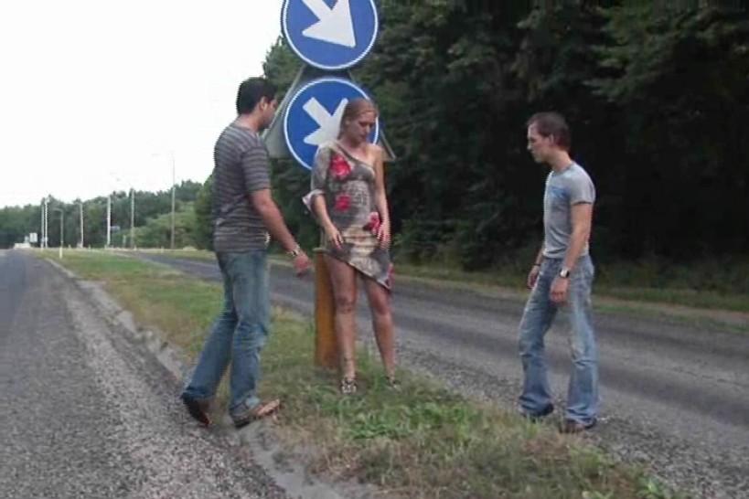 PUBLICBANGING - Public - public sex threesome in a two roads cross sect