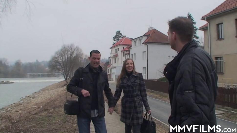 Stunning Czech girl is picked up on the street for threesome