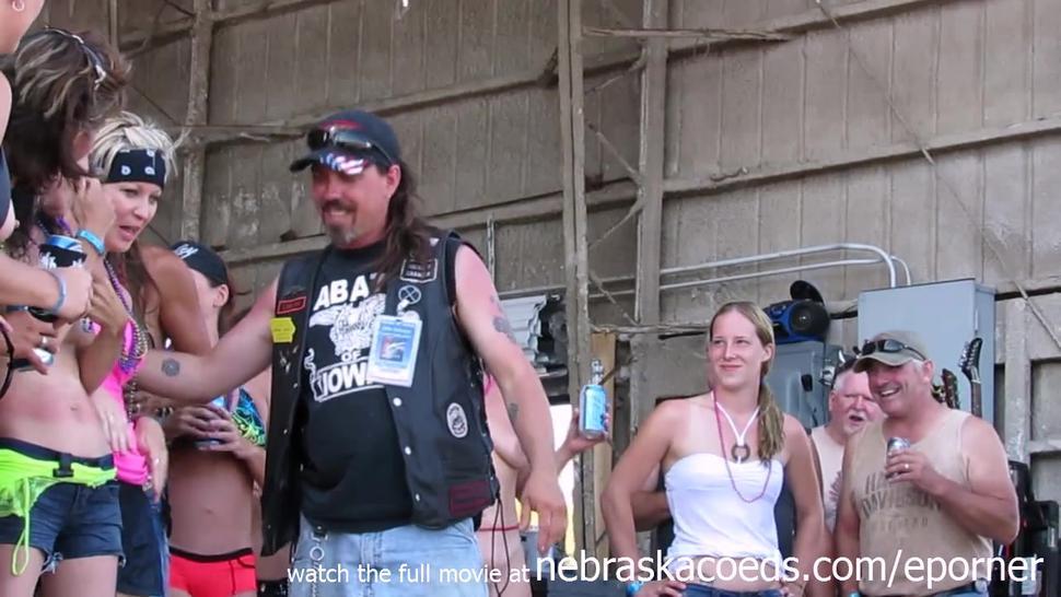 Real Chicks Getting Totally Naked In A Contest At An Iowa Biker Rally