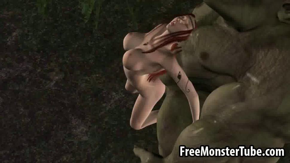 3D redhead elf babe getting fucked hard by a monster