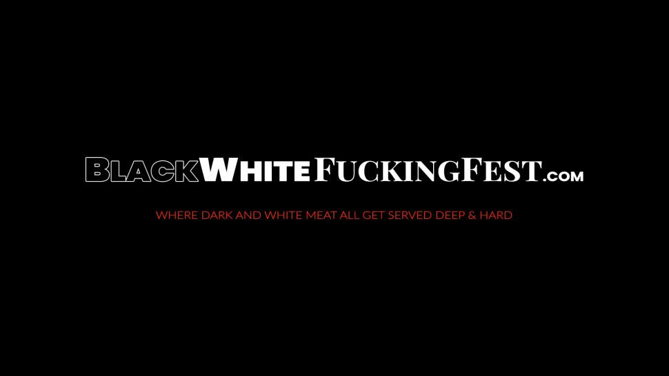 BLACK WHITE FUCKING FEST - Blond babes Katy Rose and Sweet Cat suck dick and ride it