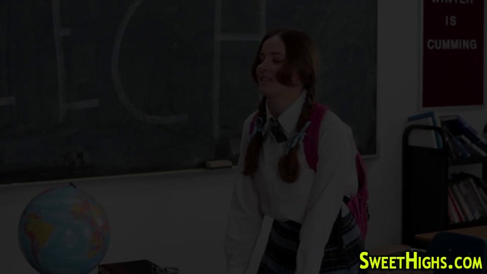 Slutty student sucking cock