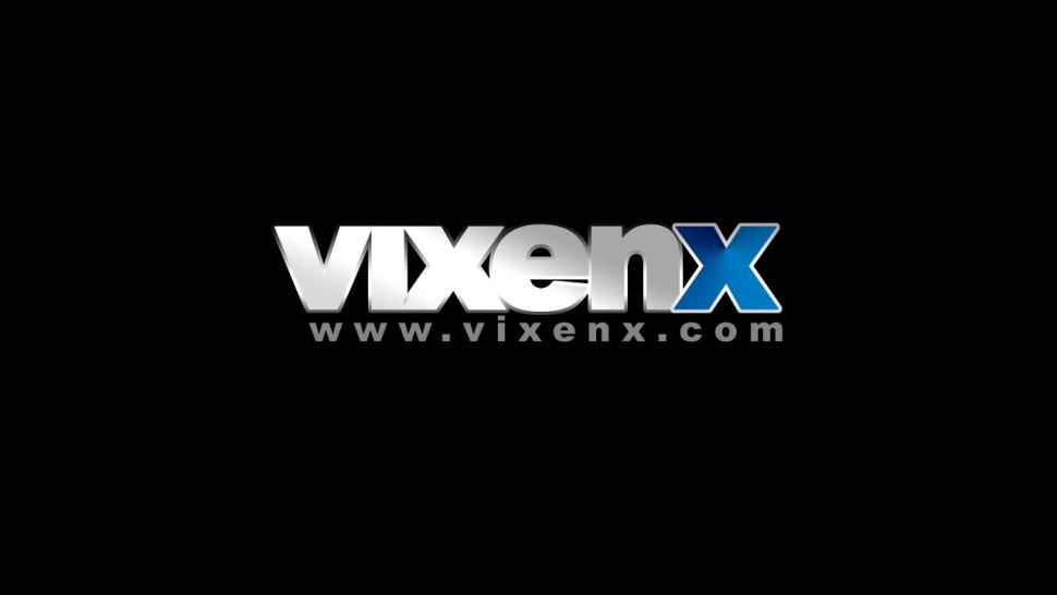 VIXENX - Sexy blonde Vanda Lust in stockings office footjob and sex