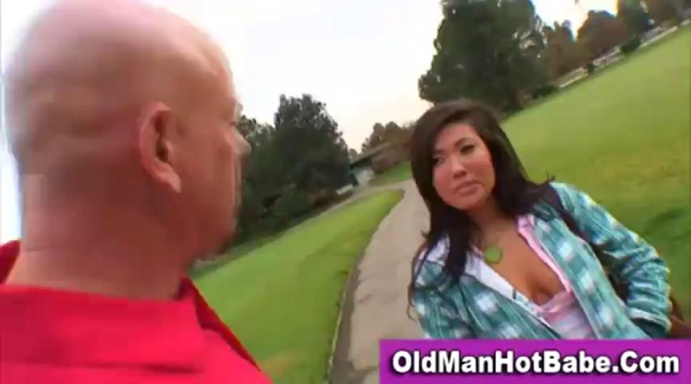 Old guy blowjob by hot younger babe - video 4