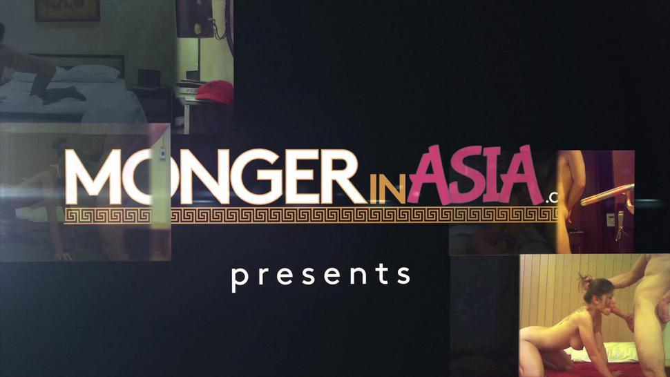 MONGER IN ASIA - Tiny Thai whore fucked and creampied by a big cock