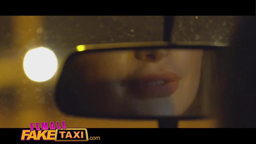 Female Fake Taxi Sexy cab driver wants double facial after horny threesome