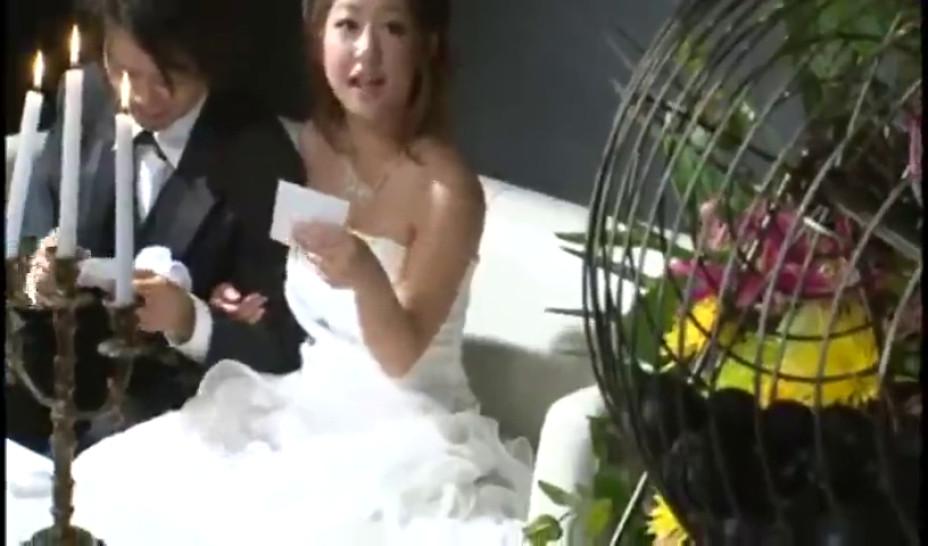 Japanese Wedding Girl got fuck with her husband friend