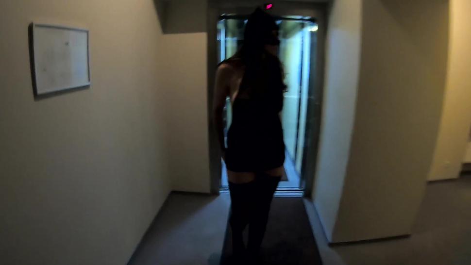 Whore wife walks hotel corridors, but no luck, next time I think she will play anal delivery girl