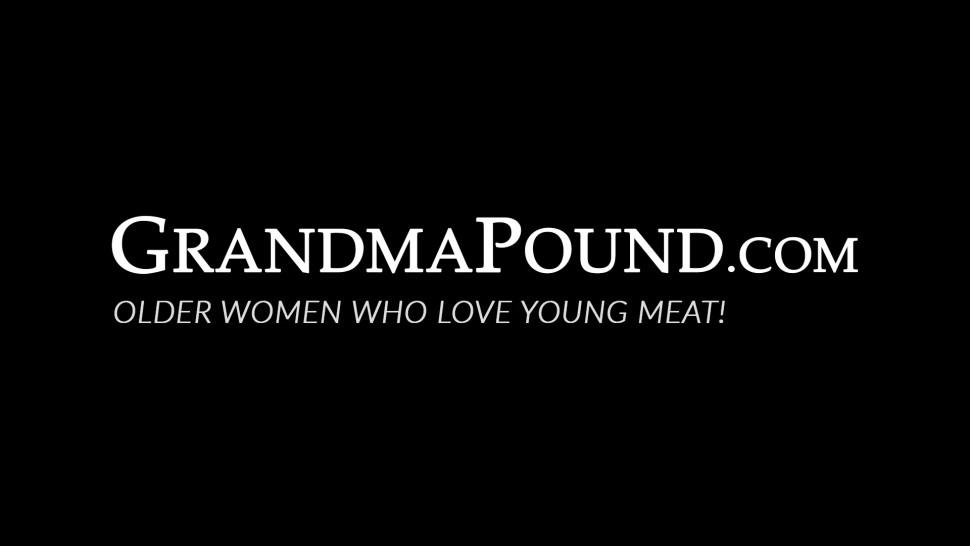 GRANDMA POUND - Kinky grandma sucking hunk ass and cock before eating cum