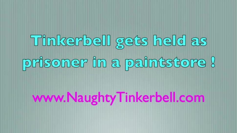 Naughty Tinkerbell fucks pussy with vibe and paint brushes before getting spunked on