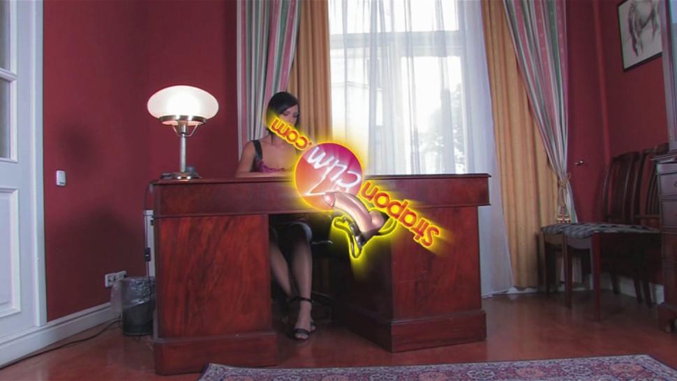 StraponCum_ Clumsy Office Temp_ Part 1 of 2_ High Heels_ Stockings_ Pantyhose