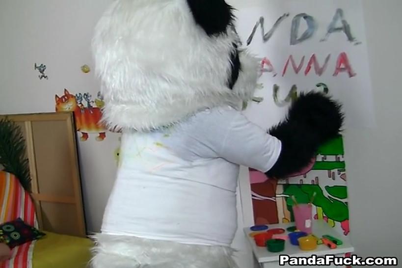 PANDA FUCK - Passionate cutie fucks with big Panda