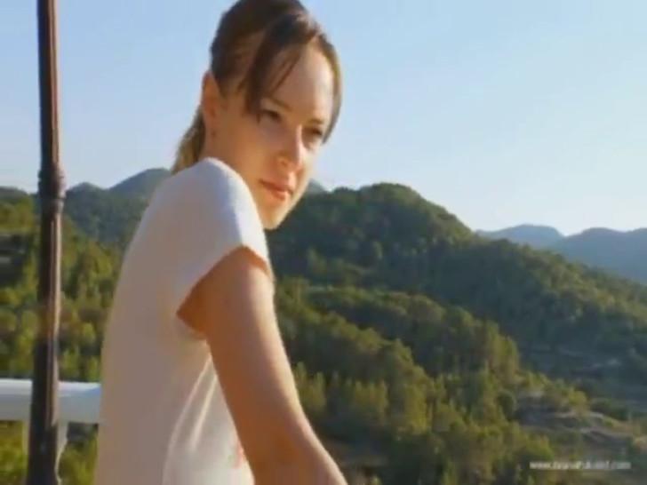 Famous teen pornstar Ivana teasing on terrace