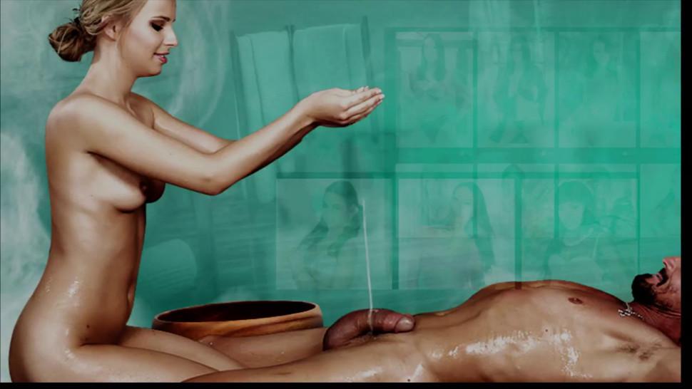 Wet and messy masseuse tugs for facial