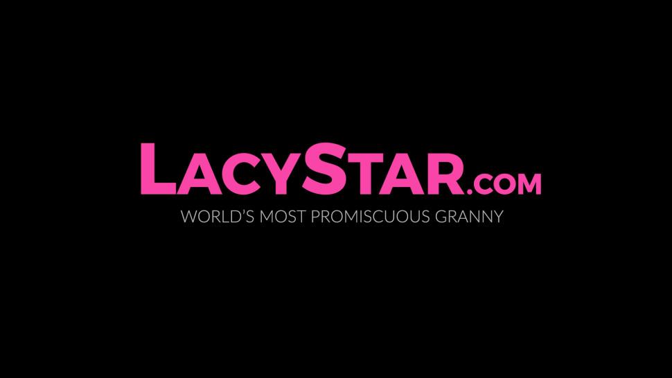 LACY STAR - Old cum slut Lacey Starr facialized in interracial four way