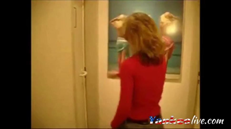 Hot old Milf sucks and fucks young guy in bathroom - video 1