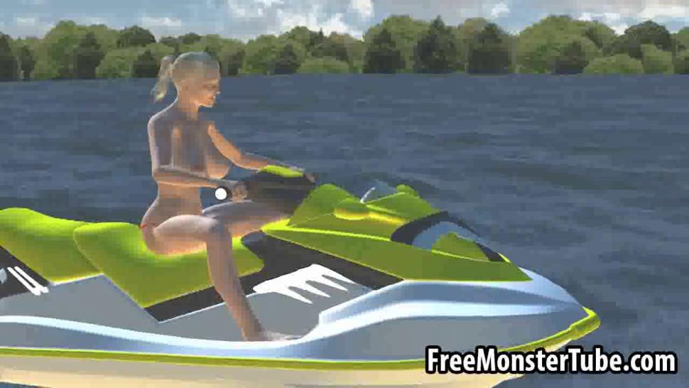 Foxy 3D cartoon blonde babe getting fucked on a boat