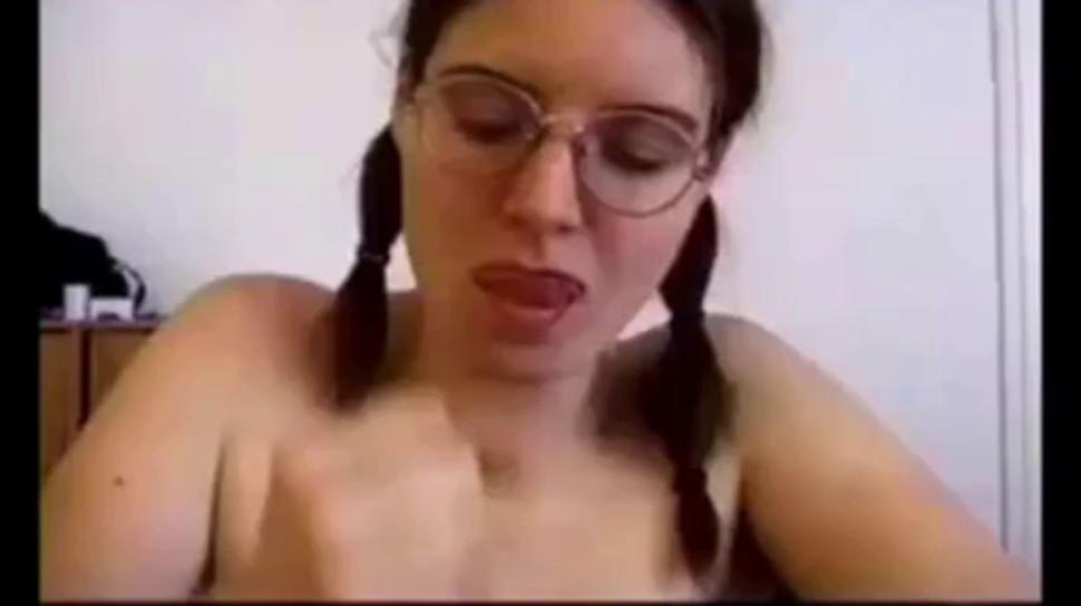 Shameless girl in glasses gives blowjob 3 - cum on face