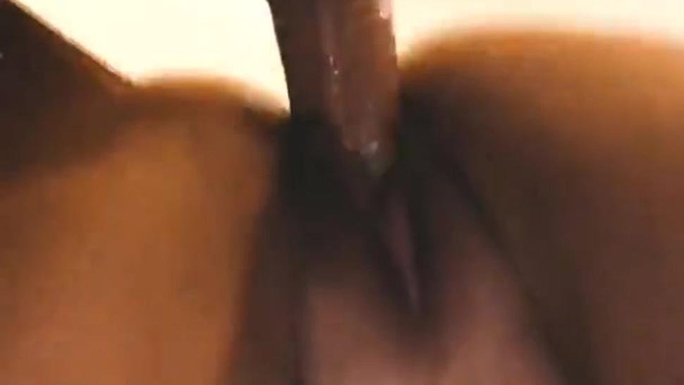 Close up wet dildo ride