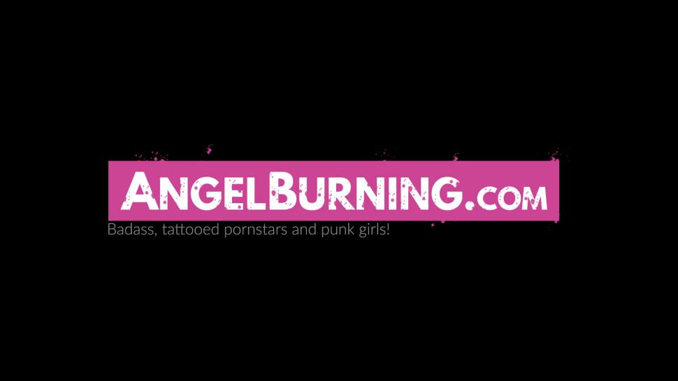 ANGEL BURNING - Submissive Goth bitches taking turns in riding stiff cock