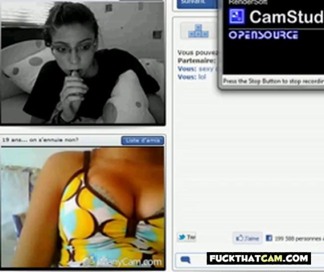 Horny french teen on chatroulette - video 3