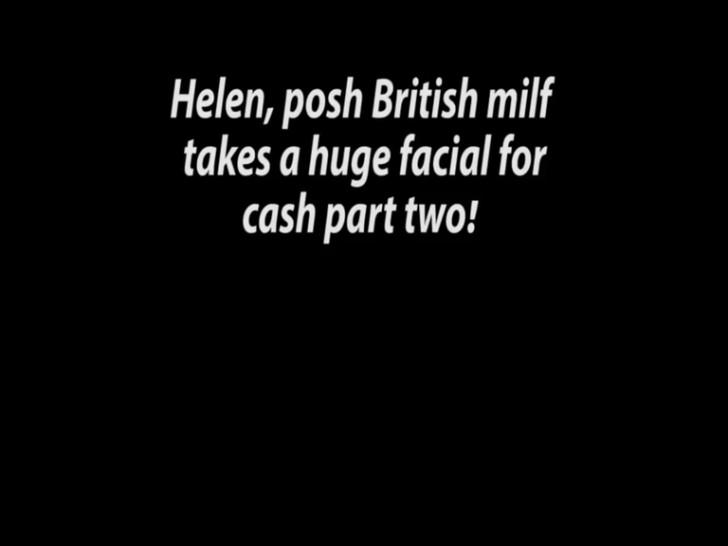 BRITISH UPSKIRT PANTY PERVERT - Posh British mature takes a huge facial for cash