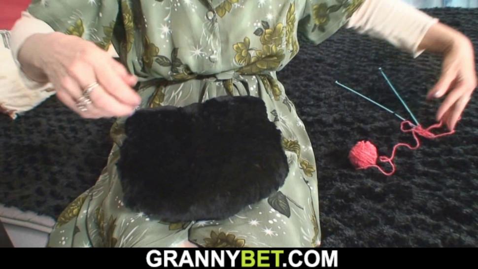 GRANNYBET - Lonely 60 years old blonde sucks and rides cock