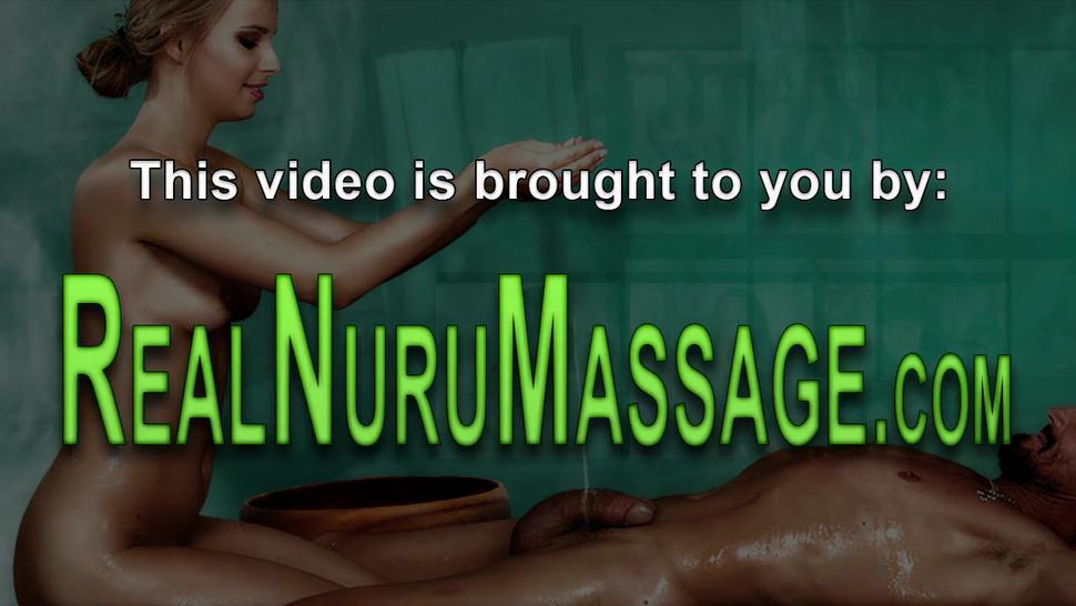 Nuru soaked teen blonde masseuse gets pounded