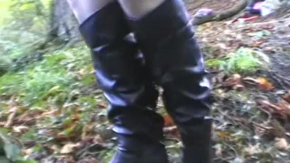Over-Knee-Black-PVC-Boots--Wading-In-The-Muddy-Swamp